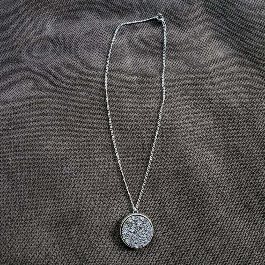 Amazon Silver Bezel Druzy Pendant Necklace